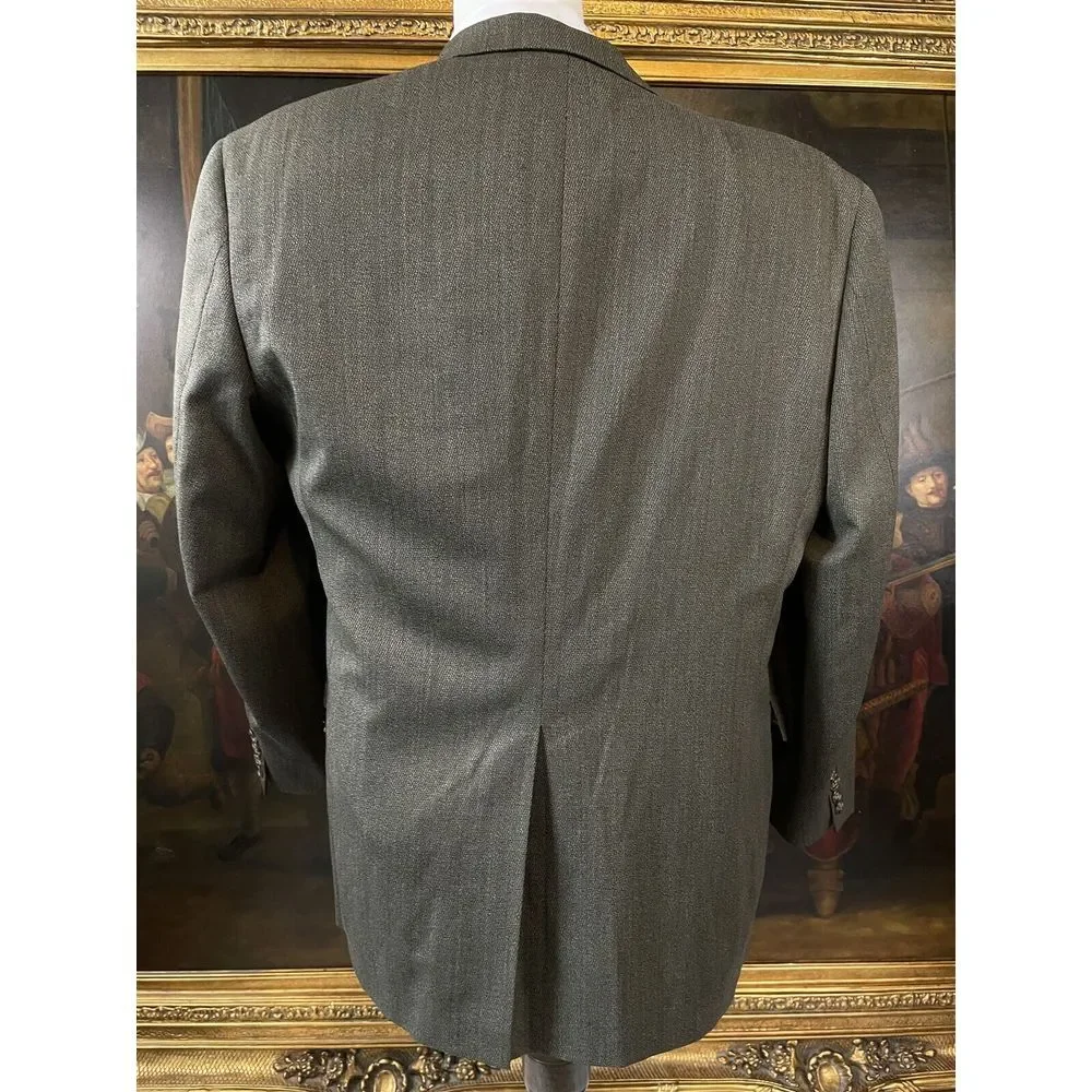 VTG‎ Hart Schaffner Marx Gold Trumpeter 42R Gray Wool Twill 2Btn Blazer Jacket